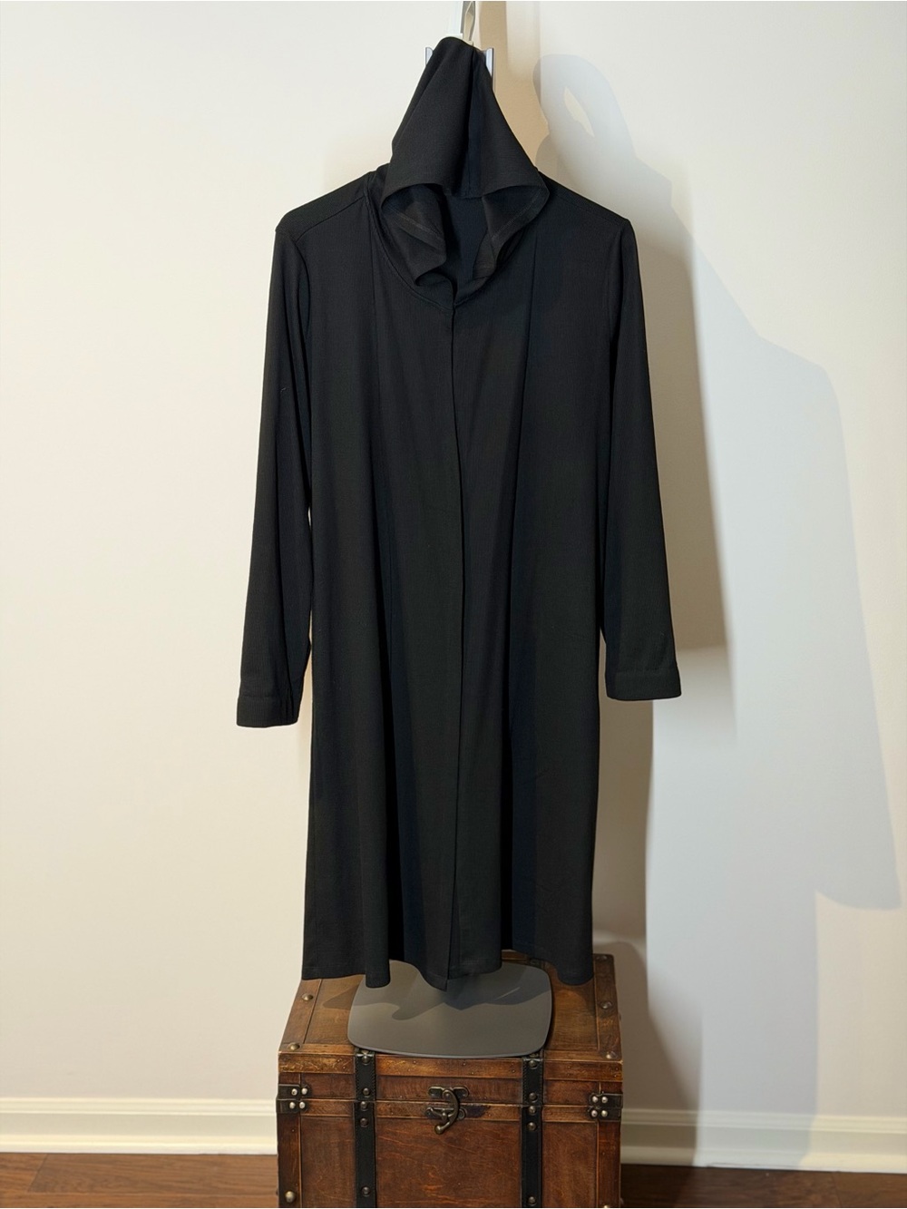 Classic Black Long Sleeve Hooded Dress